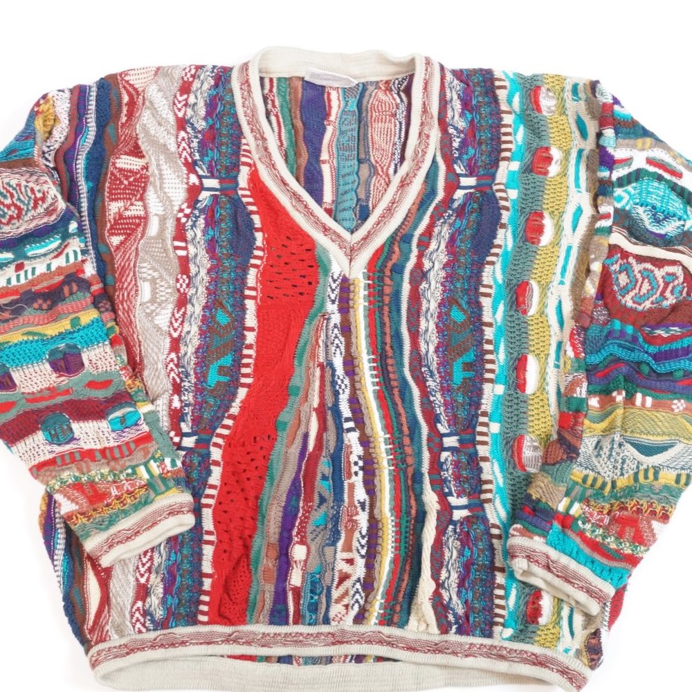 Authethic COOGI Multicolored Cotton V-neck Sweater